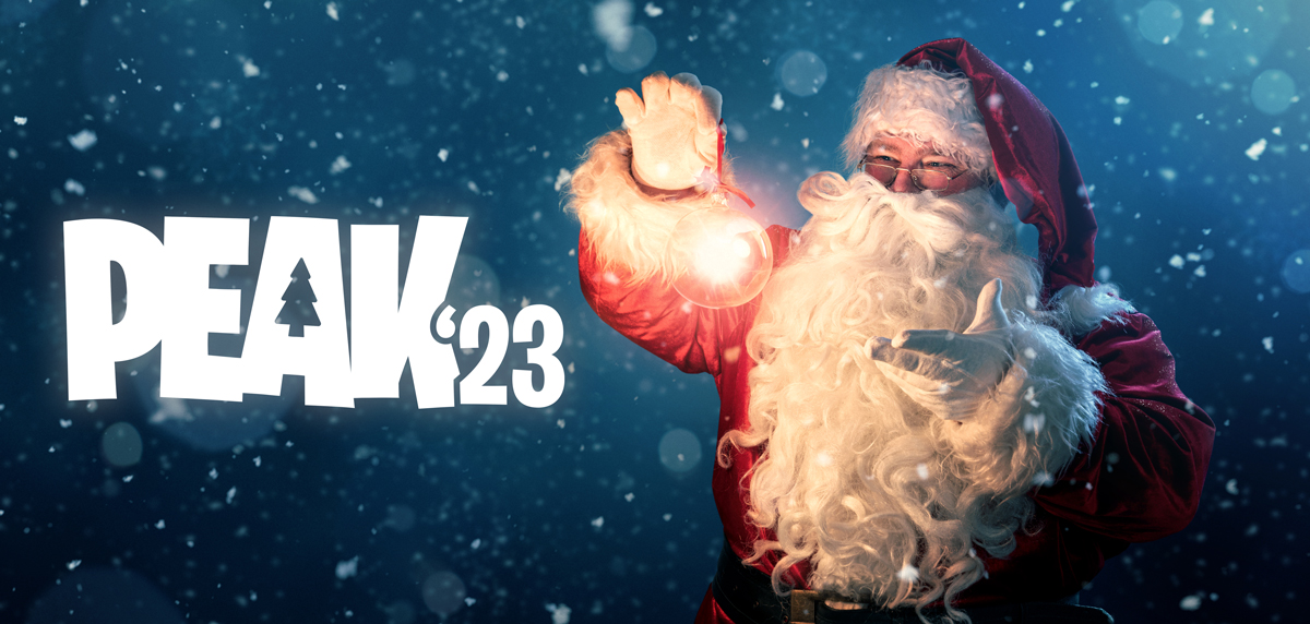 Image of Santa Clause and the words Peak 2023