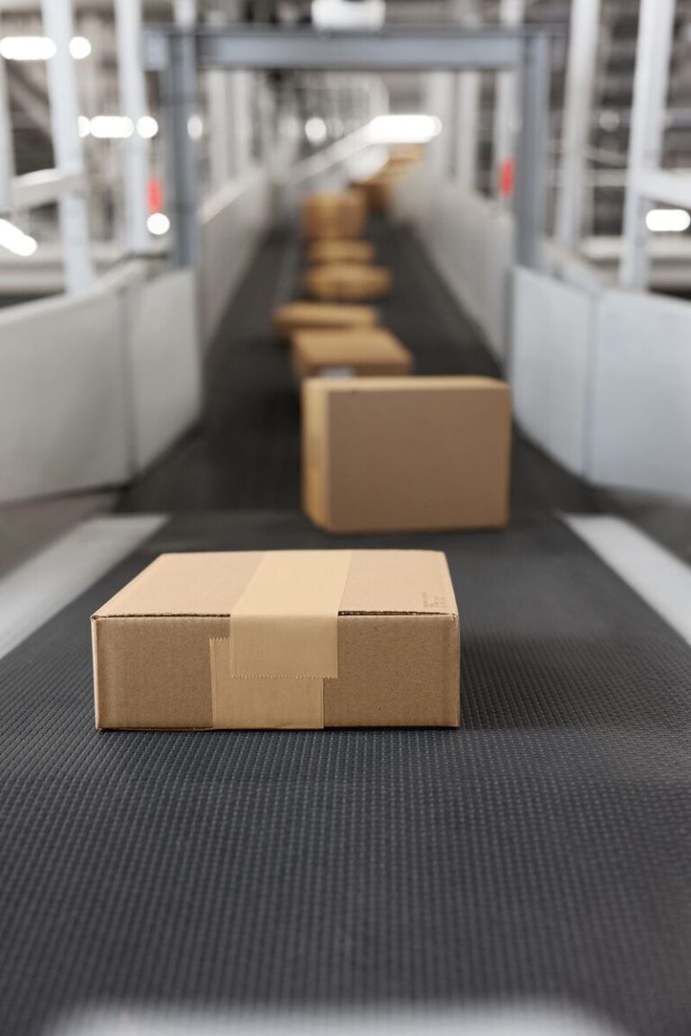 Parcels on conveyor belt